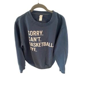Just Hoodz Crewneck Sweatshirt M Navy Drop Shoulder Basketball Print Unisex